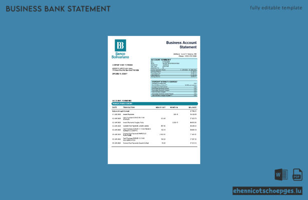 Beispiel für den Jahresabschluss der Banco Bolivariano im Word- und PDF-Format